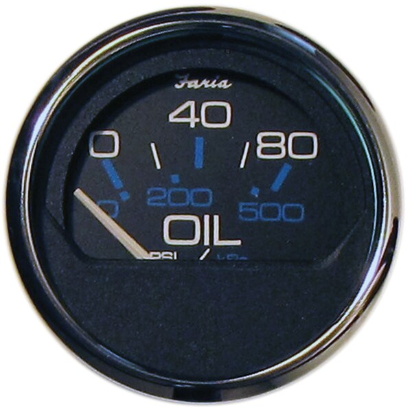 Faria Beede Instruments Faria 13702 Chesapeake Stainless Steel Oil Pressure Gauge (80 PSI) - 2", Black 13702 - main